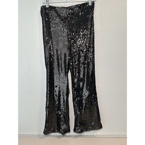 House of Harlow 1960 black sequin Ankle Wide Leg  pull on pants size Small Boho - Picture 2 of 8